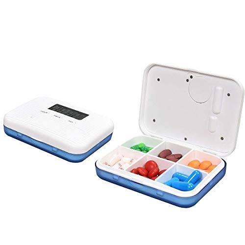 Portapillole Elettronico Portatile Con Promemoria - 6 Scomparti Sigillati, Display Digitale E 5 Sveglie, Dimensioni Tascabili