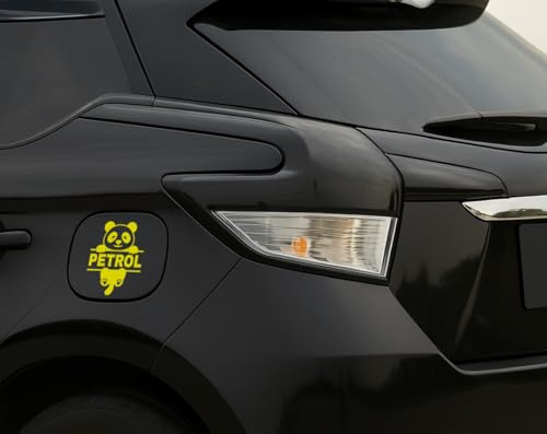 Image of Panda Petrol Sticker for Car - Waterproof Vinyl Fuel Tank Decal, Cute Cartoon Animal Petrol Cap Decoration, Durable & Easy to Apply (Lemon Yellow)