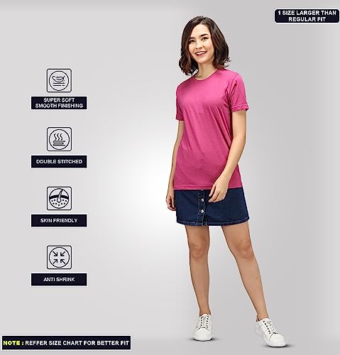 Image of Sleepynuts Women Boyfriend Plain Round Neck Half Sleeve T-Shirt