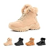  Hitmars Stivali Invernali Donna Scarpe Invernali Eleganti Stivaletti Scarponcini Invernali Winter Boots Stivali Neve Cotone Calda Platform A Beige Taglia 41
