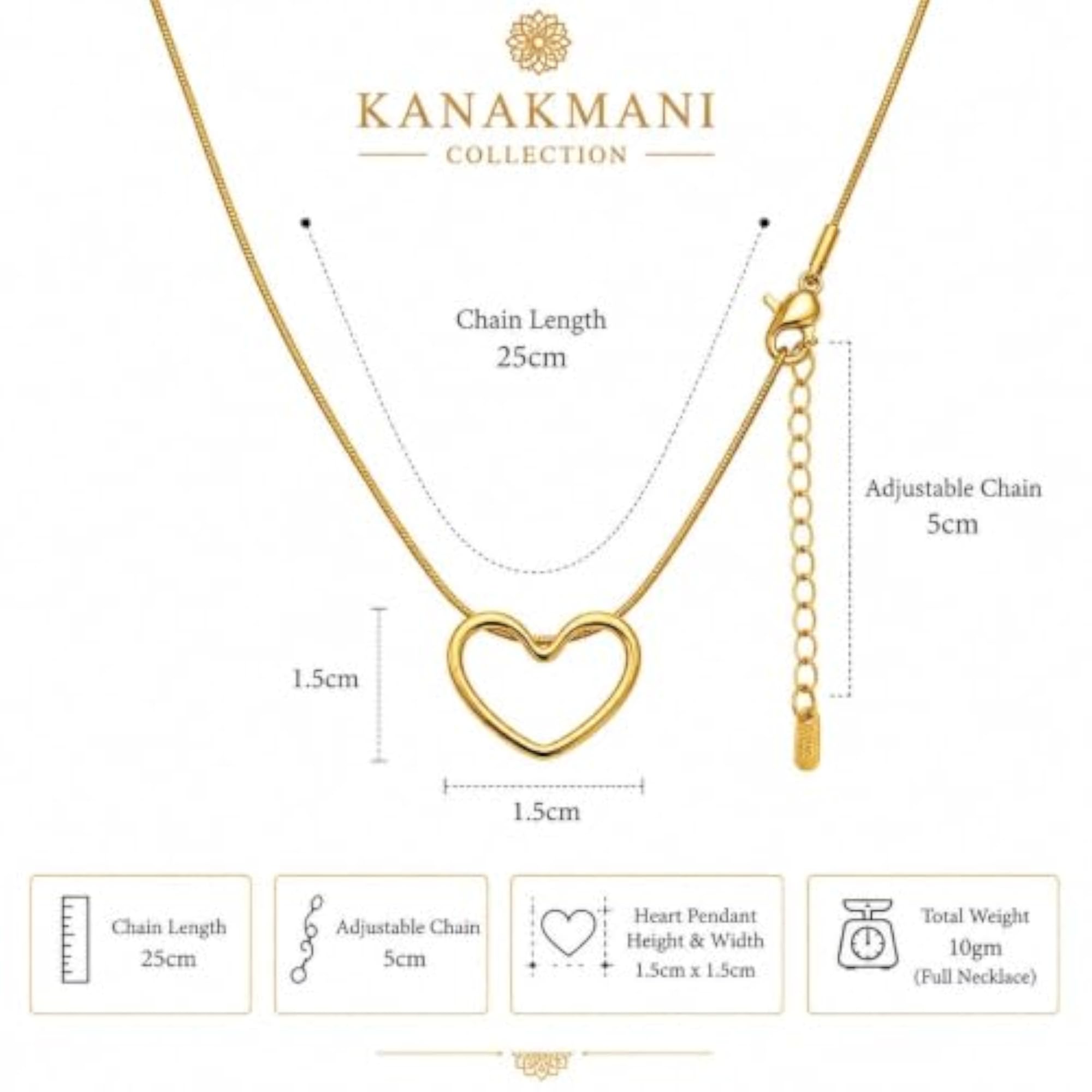Women's Heart Shape Love Locket Pendant Necklace, 18K Gold Plated