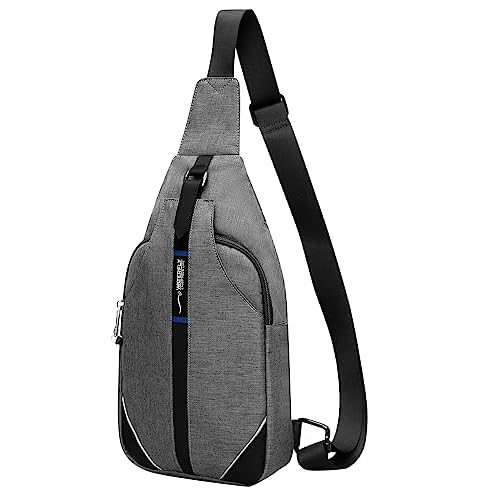 WATERFLY Small Crossbody Sling Backpack Anti Theft Backpack for Traveling Chest Shoulder Bag Grey (Medium) Medium