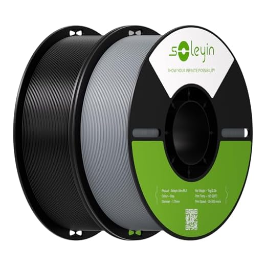 ⚡ Soleyin PLA Filament 1.75mm 2KG, Black & Gray 3D Printer Filament 2 Pack 1kg Spool, Neatly Wound, ±0.02mm Accuracy, Strong Adhesion, High-Speed Printing, No Warping, Fits Most FDM Printers