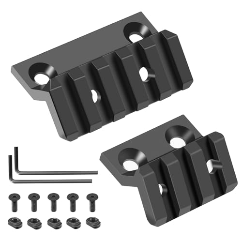 PUKESI 45 Degree Offset Rail Mount for M-Rails, 3 Slots 5 Slots Aluminum 45° Offset Side Angled to Single Picatinny Rail Offset Mounts (3-5 Slots, 2 Pack)
