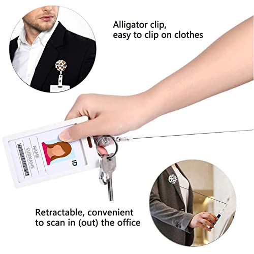 Badge Reel Retractable Cute Id Card Badge Holder With Sturdy Alligator Clip Name Nurse Decorative Badge Reel Clip On Card Holders (3 Pack Cow Print & Leopard) #TOP3