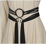Joukavor Viking Troll Cross Belt Norse Witch Rope Belt Medieval Accessories Women (Black)