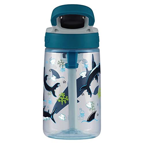 Image of Contigo Kids Straw Water Bottle with AUTOSPOUT Lid 14oz. White Sharks
