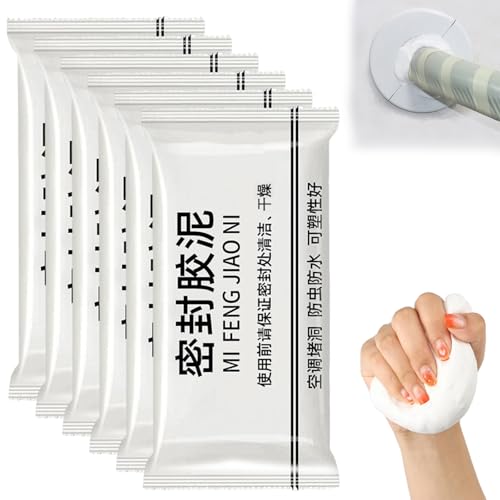 6 Stück Dichtungsmasse Wasserdicht, 30g Dichtmasse Wasserdicht, Wasserfester Reparatur-Dichtungston, Hochfester Schnellreparaturschlamm Mastix-Dichtstoff Für Abflussanschlüsse,Löcher und Lücken