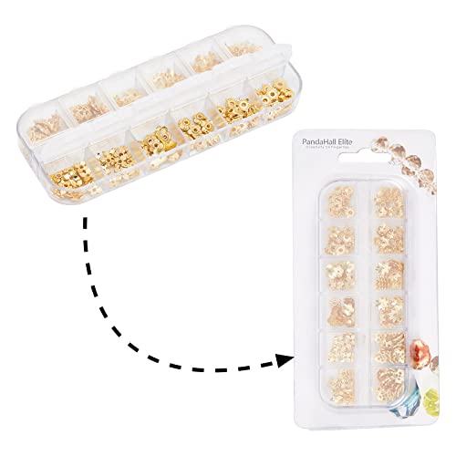 Ph Pandahall Flower Bead Caps, 180Pcs 6 Styles 18K Gold Plated Alloy Filigree End Caps Multi-Petal Round Cup Shape Tibetan Spacers For Bracelet Earring Jewelry Diy Craft, Golden #TOP6