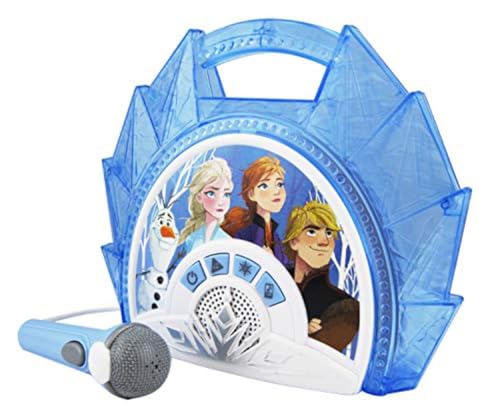 image for eKids Frozen 2 Sing Along Boombox with Microphone, Built in Music, Fla