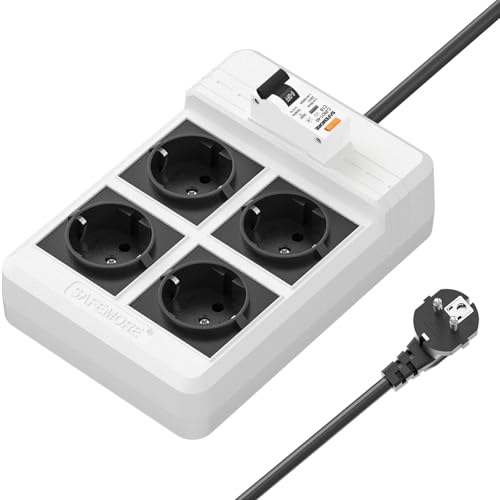 FI, presa a 4 prese con cavo di prolunga da 3 m, SAFEMORE FI/LS con interruttore 16 A FI tipo A (curva C), prese multiple con interruttore protetto da 30 mA