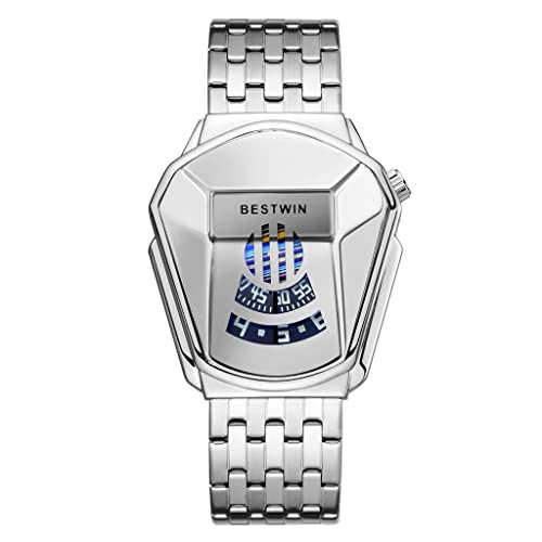 fenkoo Reloj Militar Deportivo De Marca De Lujo For Hombre Relojes De Pulsera Impermeables De Cuarzo De Acero Inoxidable Dorado Reloj (Color : Plata)