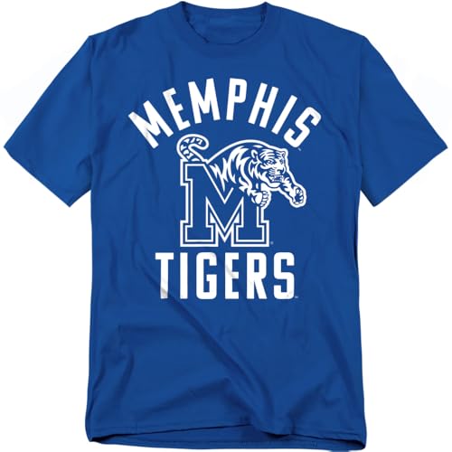 University of Memphis Official Large One Color Logo Short Sleeve Mens Cotton T-Shirt Royal X-Large