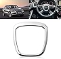 Xotic Tech Steering Wheel Center Emblem Frame Cover Trim, Aluminum Silver, Compatible with Audi A3 A4 A5 A6 A8 Q5 Q7