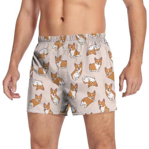 Image of Men's Boxer Shorts Cotton Loose Underwear with Button Fly
