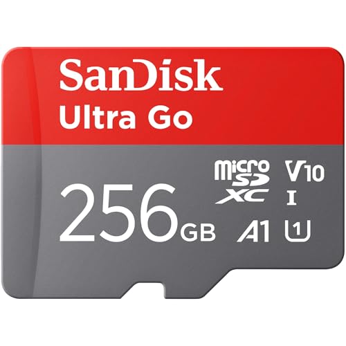 SANDISK Ultra Go Micro SDXC Speicherkarte 256 GB + SD Adapter (Für Android Smartphones und Tablets, bis zu 150 MB/s Lesegeschwindigkeit) A1, Full HD Video, UHS-I, Class 10, U1, Für Amazon