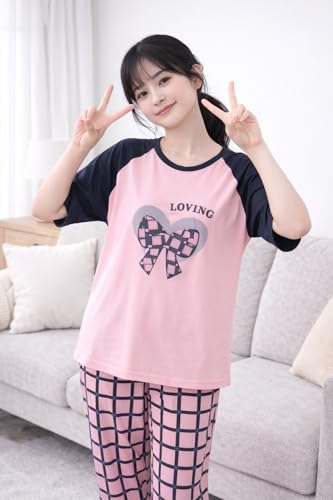 Image of Womens Night Dress Pajama Set Soft Stretchable Spandex Nightwear Night Suit Ladies Loungewear Sleepwear Two Piece Top and Pyjama Set for Women