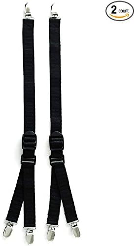 Shirt Stays,Dress Stays Y Style with Non-slip Locking Clamps One Size-black Metal Clips