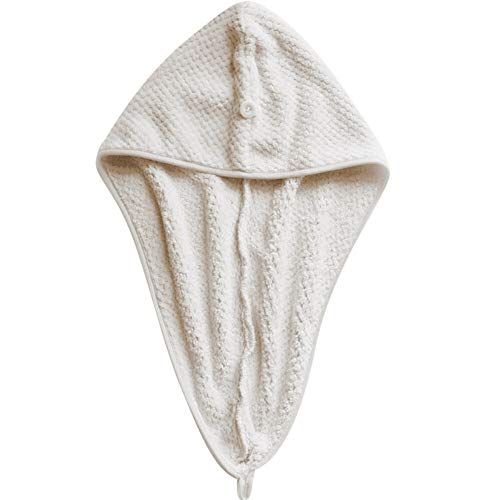 JIASHANHAO 2pc Microfiber Solid Hair Turban Quick Dry Hairs Hat Women Girl Lady Bath Cap Bathing Tool Fast Drying Towel Head Wrap ( Color : Beige )