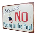 Angoily Vintage Schwimmbad Metallschild Wasserfeste Poolbereich Dekoration Lustiges Pool Wandzeichen Robust Einfach zu Montieren für Außenbereich