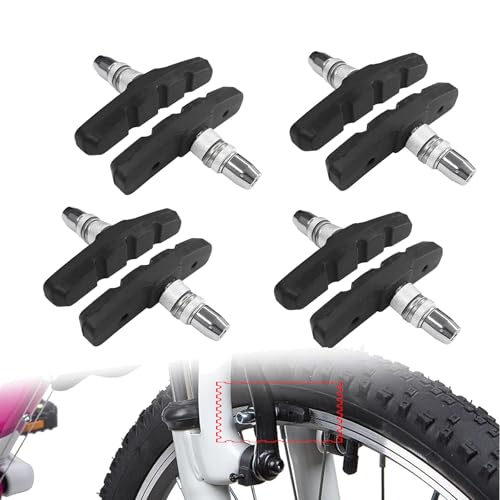8 Stück V-Brake Bremsschuhe,Bremsbeläge Fahrrad,Felgenbremse,70 Mm Lang,Symmetrischem Gewinde Und Befestigungsmaterial,Mit Bolzen,Hohe Bremsleistung bei Nässe I Langlebig & Passgenau für Fahrrad Brems