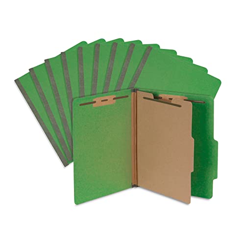 Blue Summit Supplies BSS-10027 Classification Folders, 1-Divider, Letter Size, Green, With 2 Inch Tyvek Expansions, Durable 2 Prong Design For Organizing Standard Medical Files & Office Reports cover
