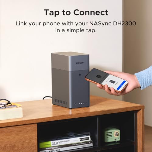 Image of UGREEN NASync DH2300 2 Bay Desktop NAS, 4GB RAM, NFC One-Touch Connection, AI Photo Album, 1GbE LAN, Beginner-Friendly NAS System, NAS Server for Home (Diskless) (DH2300)