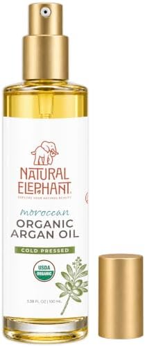 Natural Elephant USDA Certified Organic 100% Pure Argan Oil, Cold-Pressed, 100 ml (3.38 fl oz) - Nourishing & Hydrating for Skin, Hair, and Nails