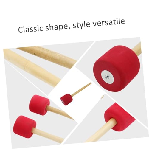 Baqueta para bombo ibasenice, 1 unidad, mango de madera, cabeza acolchada de caucho para notas graves reforzadas, color rojo miniatura 3