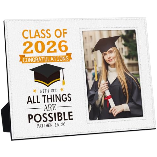 Image of FLYAB Inspirational Graduation Picture Frame - Class of 2026 Picture Frame Motivational Graduation Photo Frame for Her Him High School College Graduation Gifts for Women Men Girls Daughter Son