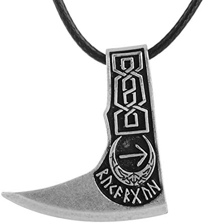 LANGHONG 1PCS Norse Vikings Axe TIWAZ/TYR Rune Amulet Pendant Necklace Men's Necklace Nordic Talisman