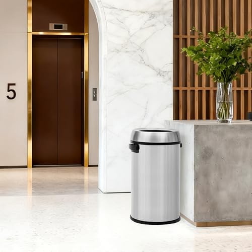 Image of Garvee 17 gal /65 L Trash Can, Fingerprint-Proof Stainless Steel Open Top Garbage Can, Heavy Duty Commercial Round Trash Bin for Restaurant, Home, Office, Silver