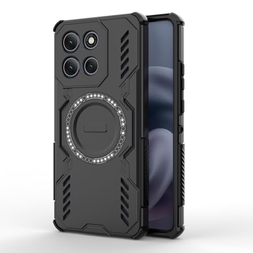 Image of Lustree Back Cover Case for Compatible with Motorola Edge 70 | Shockproof Magnetic TPU + PC Hard Case with Heat Dissipation & Full Protection - Black