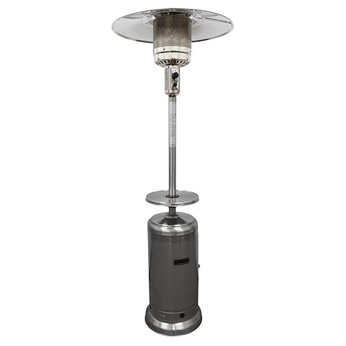 Hiland HLDS01-W-BS 48,000 BTU Propane Patio Heater w/Wheels and Table,