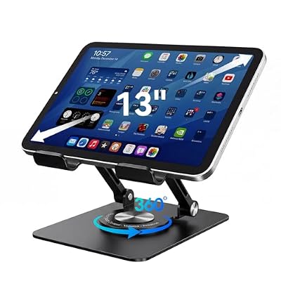 K&ZZ iPad Stand for Desk, Height Adjustable Tablet Stand, Office Desk Accessories for Men Women Gifts, Portable Office Gadgets, Rotating Foldable Phone Stand for Desk