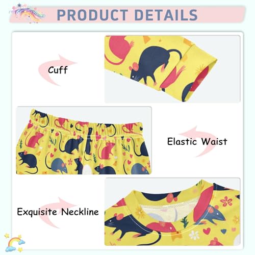 Pajama Sets Long Sleeve Rats Teeth Hearts Flowers Soft Comfy Sleepwear 2 Piece PJS 3-8T4