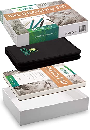 Norberg & Linden Xxl Drawing Set - Sketching And Charcoal Pencils. 100 Page Drawing Pad, Kneaded Eraser, And Graphite. Art Set For Kids, Teens And Adults #TOP1