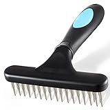 Haustier Harkenkamm Hundebürste Doppelreihig Unterwoll-Harke Fellpflegebürste Hund Harke mit Zweireihig 33 Zähne