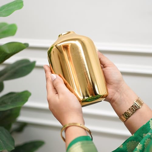 Image of Behoma Metal Flower Vase Set of 2 pcs for Home Decor Bedroom Living Room Office Wedding | Table Decorative Item for Festivals Birthday Gold (Flower Not Included, Modern)