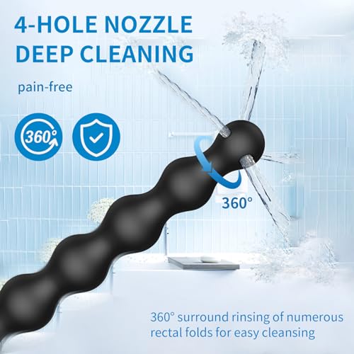 Image of Shower Enema Douche Nozzles , 4 Holes Water Spray Comfortable Silicone Nozzles Enema , Reusable Shower Enema Hose, Black