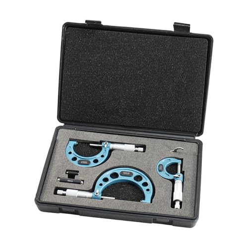 TINMAGI 3pz Micrómetro Métrico Externo, Precisión de medición 0,01 mm, Diámetro externo de 0 25mm, 25 50mm, 50 75mm, incluye barras de calibración de 25 mm y 50 mm + estuche de transporte