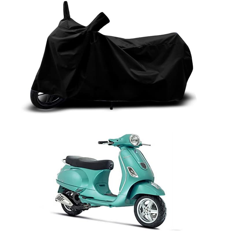 Image of 100% Scratchproof /UV-Rays /Heat Protection /Birds Dropping /Water Resistant /Dust Proof /Waterproof /Full Bike Scooty Two Wheeler Body Cover Compatible for Vespa ZX 125 All Varients[Black]