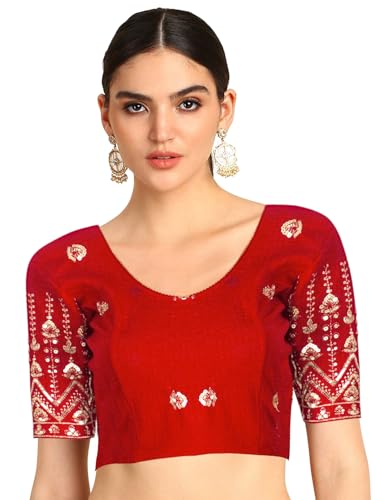 Image of Chandrakala Readymade Blouses for Women Sarees,Stretchable(B202-P)