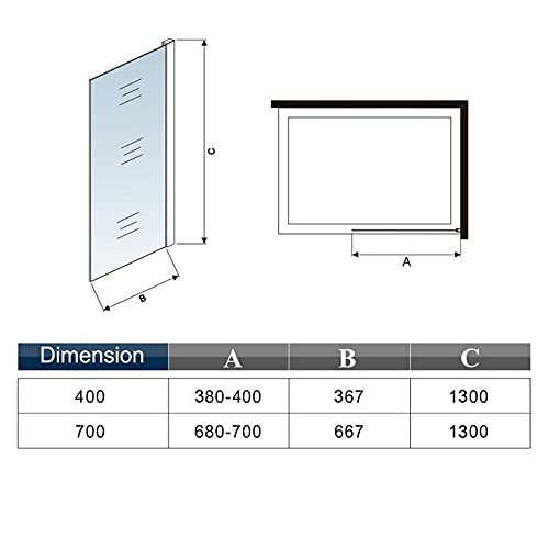 AICA écran de baignoire 70x130cm pare-baignoire fixé en 5mm verre anticalcaire