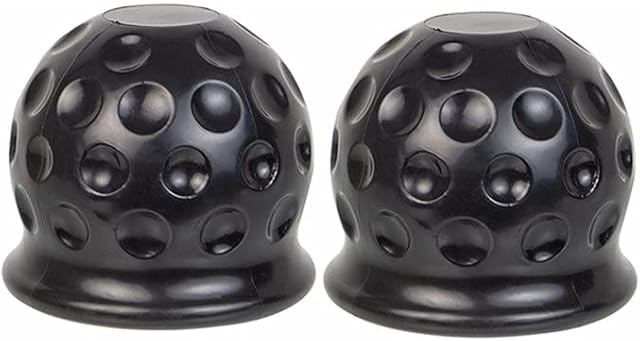 Voarge 2Pcs Trailer Hitch Ball Cover Universal 50mm Tow Bar Ball Cover Black, made of rubber, Tow Ball Cover, Rubber Ball Cover, Tow Bar Cover, car wash proof, abrasion & dirt protection