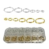 6 Size Gold and Sliver Jump Rings,Double Loops Round Split Small and Medium Key Chain Ring for Jewelry Making and Keychain Home Car Dog tag Rings DIY Crafts