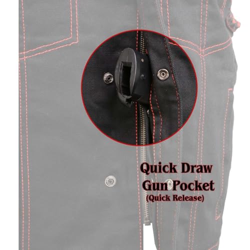 Milwaukee Leather MDM3036 Men's 'Wrecker' Black Denim and Leather Club Style Vest w/Diamond Quilt Design4