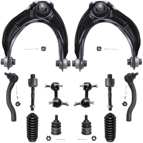 Detroit Axle - Front 12pc Suspension Kit for 08-12 Honda Accord 2008 2009 2010 2011 2012, 2 Upper Control Arms 2 Lower Ball Joints 2 Sway Bars 4 Tie Rods 2 Boots Replacement