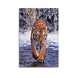 okngb poster decorativo da parete su tela, motivo cascata del bengala, tigre del bengala, poster decorativo da parete e stampa artistica moderna, per camera da letto, 40 x 60 cm