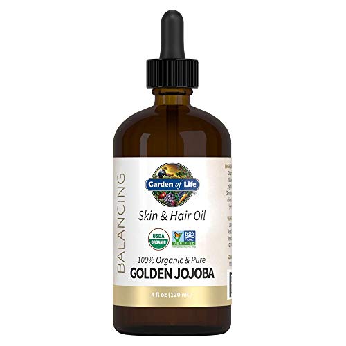 Garden of Life Jojoba Oil 100% Organic & Pure Golden Jojoba Oil for Hair, Skin and Face - Cold Pressed Body Oil, Massage, or Use as a Carrier Oil for Making Lip Balms & Body Butters, 4 fl by Garden of Life - Used condition - US$10.29